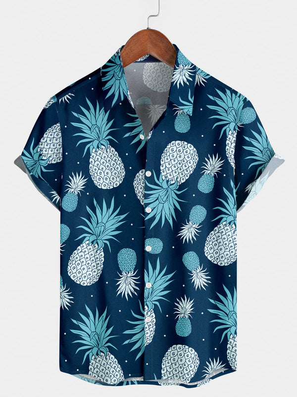 Camicia a maniche corte hawaiana ananas da uomo