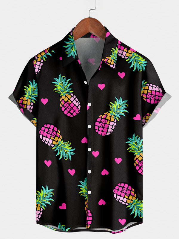 Chemise à manches courtes ananas coloré pour homme