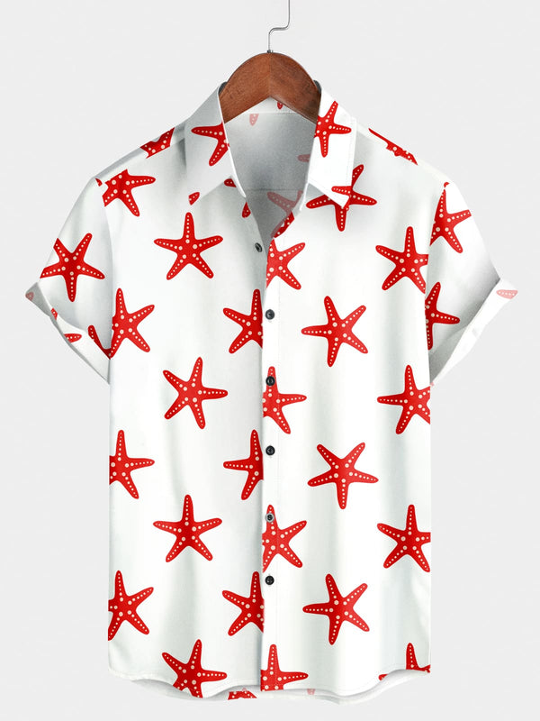 Men's Starfish Print Short Sleeve Shirt