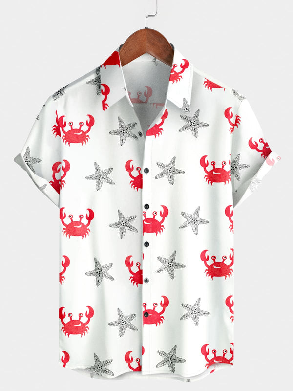 Men's Crab Print Short Sleeve Shirt