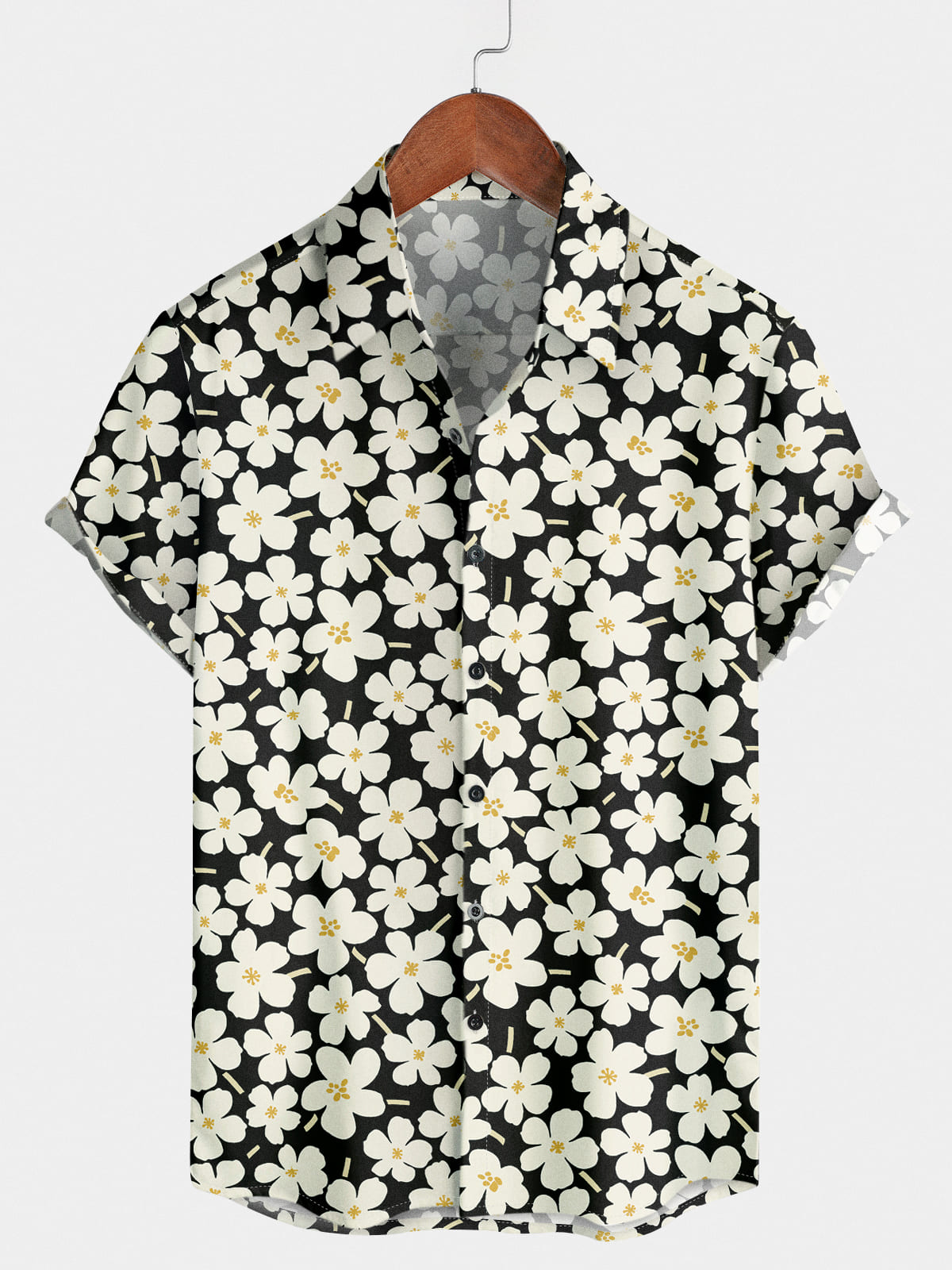 Camicia da uomo a maniche corte per vacanze floreali