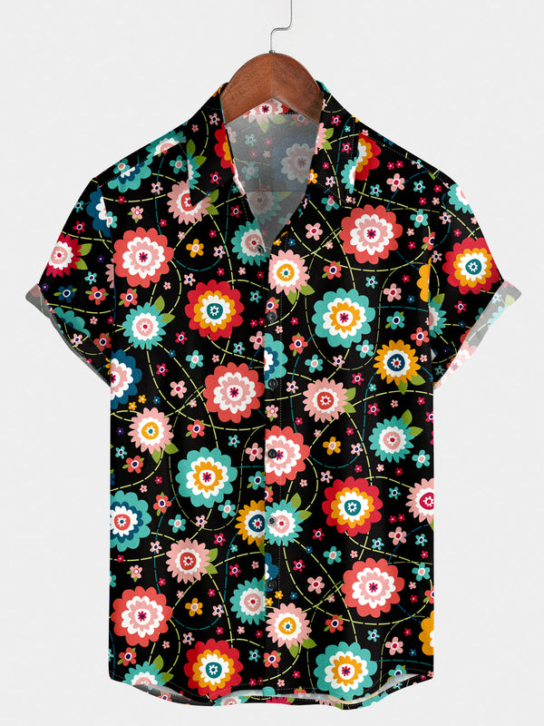 Men's Daisy pattern Short Sleeve Shirt