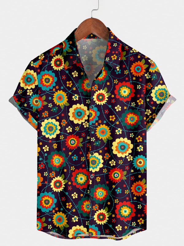 Men's Daisy pattern Short Sleeve Shirt