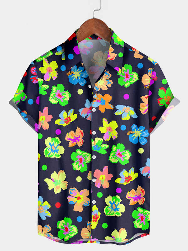 Men's Floral Print Short Sleeve Shirt