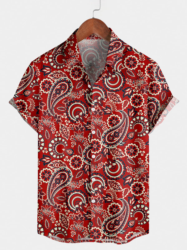 Men's Paisley Holiday Short Sleeve Shirt