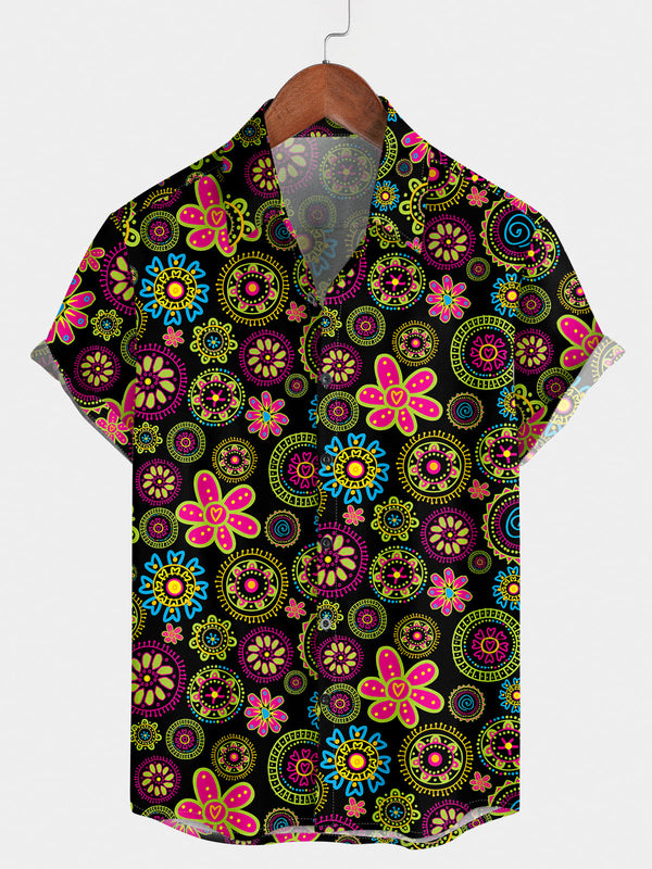 Chemise à manches courtes hawaïenne à fleurs pour hommes