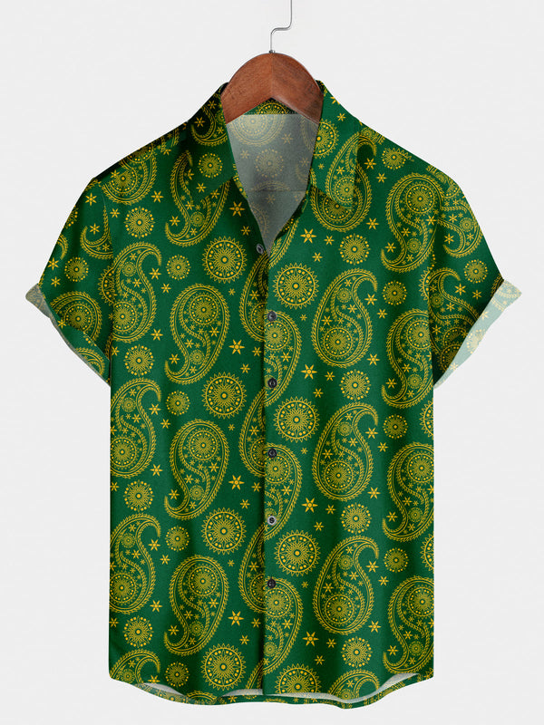 Camicia a maniche corte hawaiana Paisley da uomo