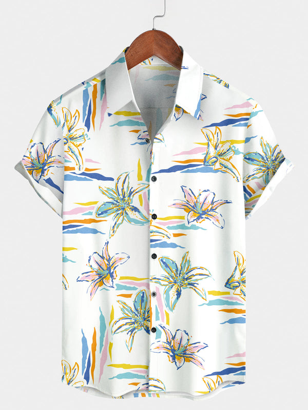 Camicia a maniche corte hawaiana casual da uomo