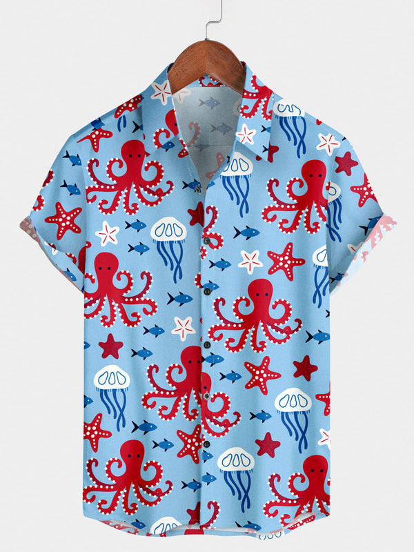 Men's Octopus Print Short Sleeve Shirt