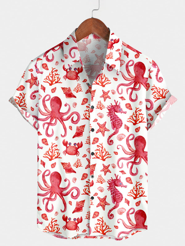 Men's Octopus Print Short Sleeve Shirt