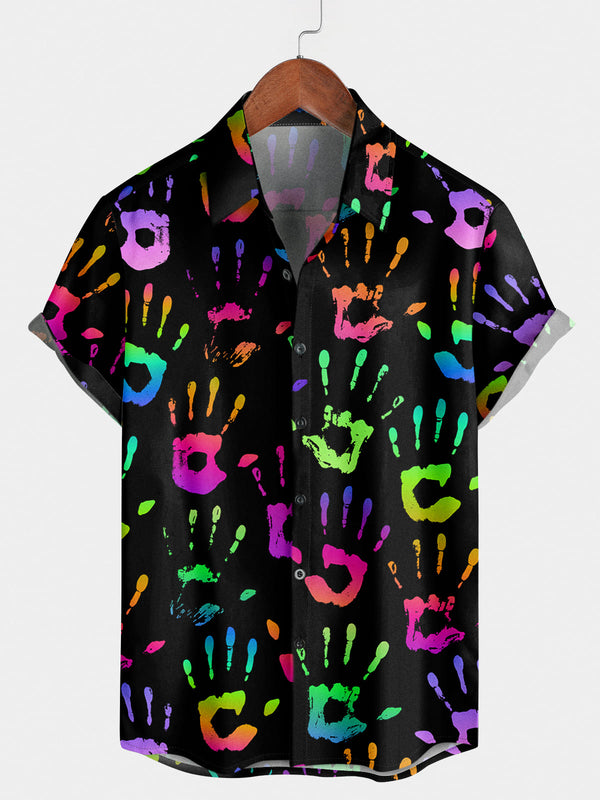 Men's Palm Print Short Sleeve Shirt