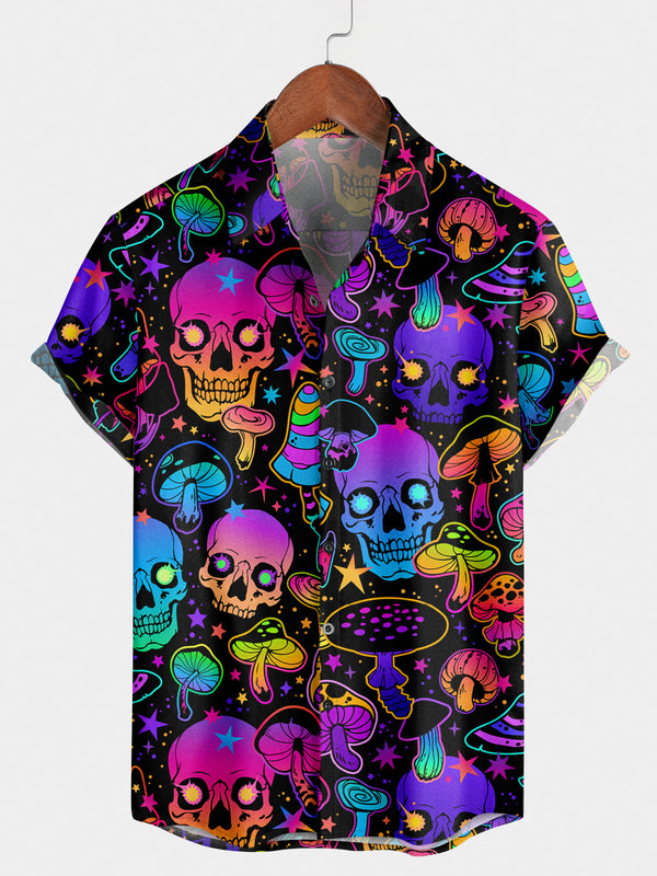 Men's Skull Print Short Sleeve Shirt