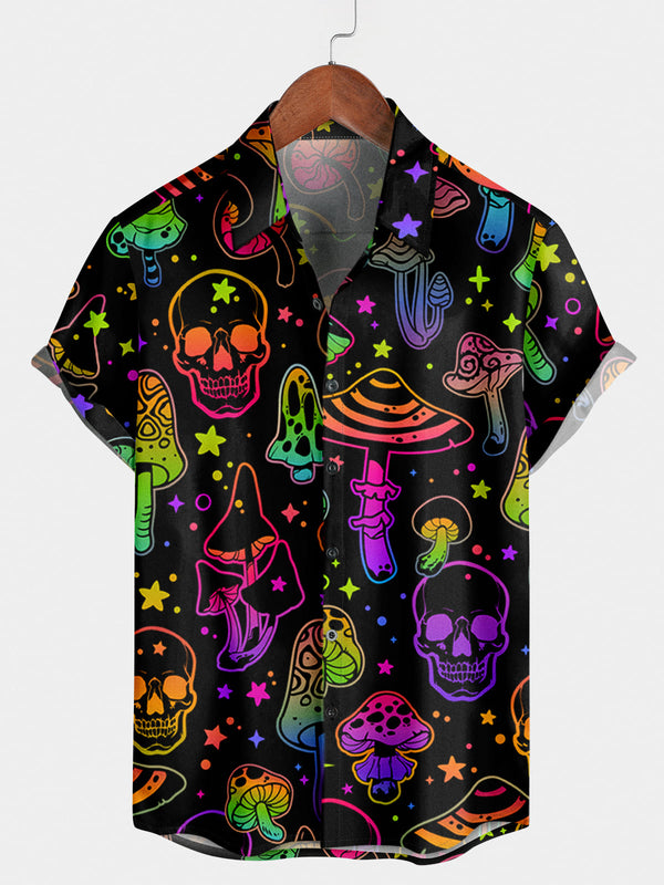 Chemise à manches courtes Skull Mushroom pour hommes