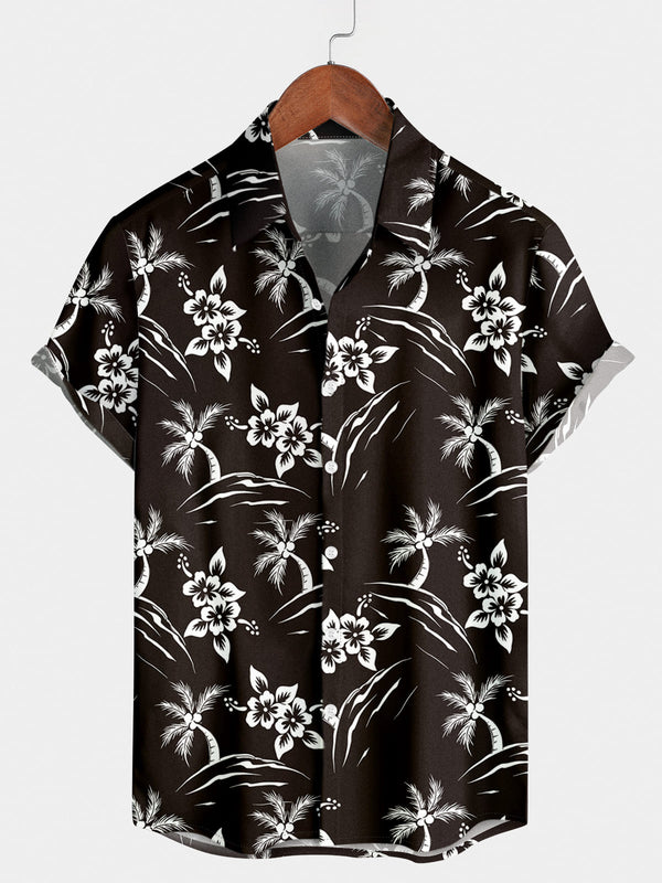 Chemise à manches courtes à imprimé floral pour hommes