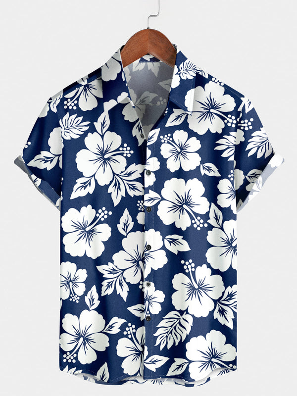 Chemise à manches courtes à imprimé floral pour hommes