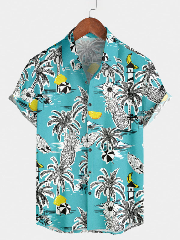 Camicia da uomo a maniche corte per vacanze floreali