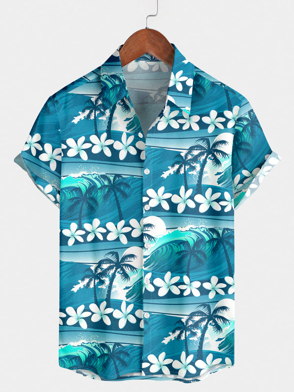 Camicia a maniche corte hawaiana floreale da uomo