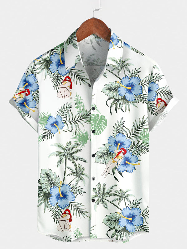 Chemise à manches courtes à fleurs pour hommes