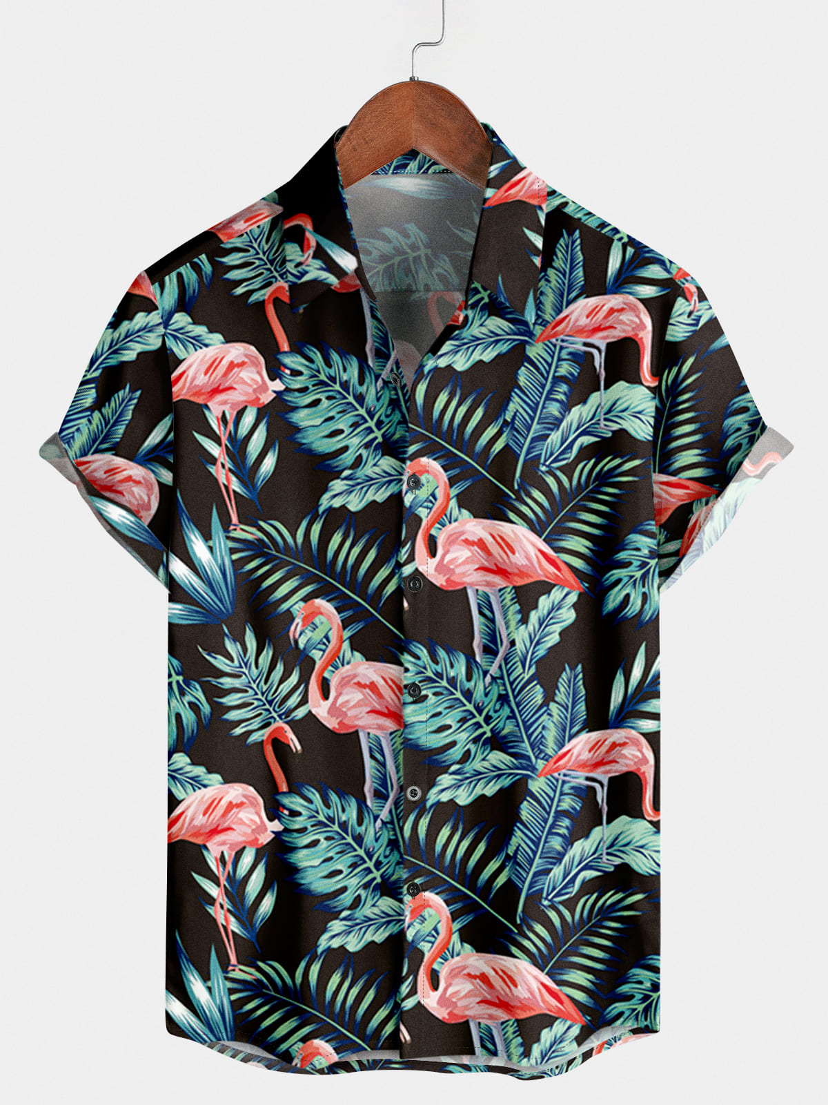 Men's Flamingo Print Short Sleeve Shirt