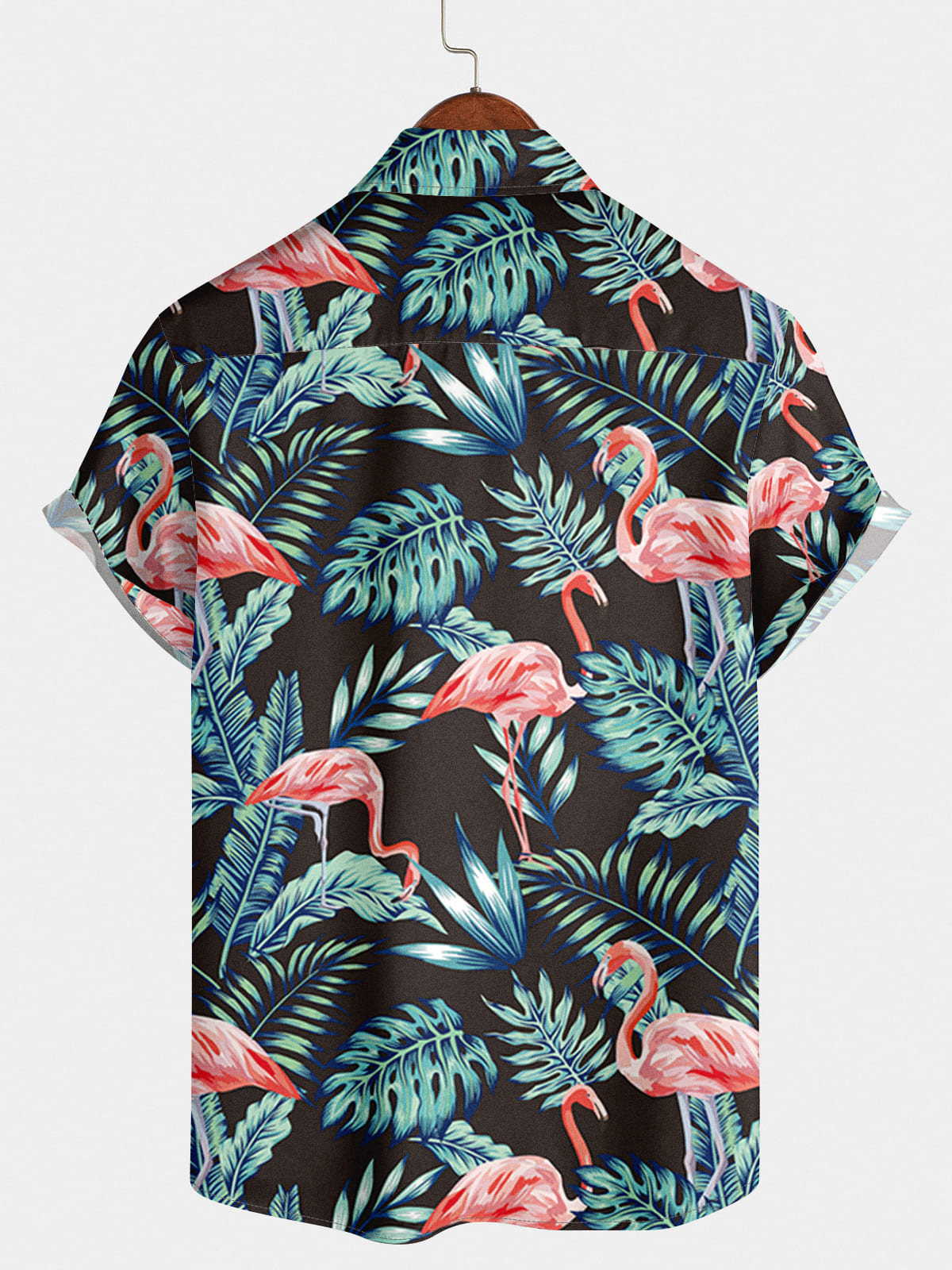 Chemise à manches courtes à imprimé flamant rose pour hommes