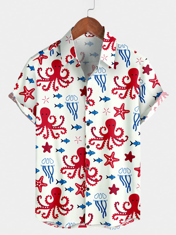 Men's Octopus Print Short Sleeve Shirt