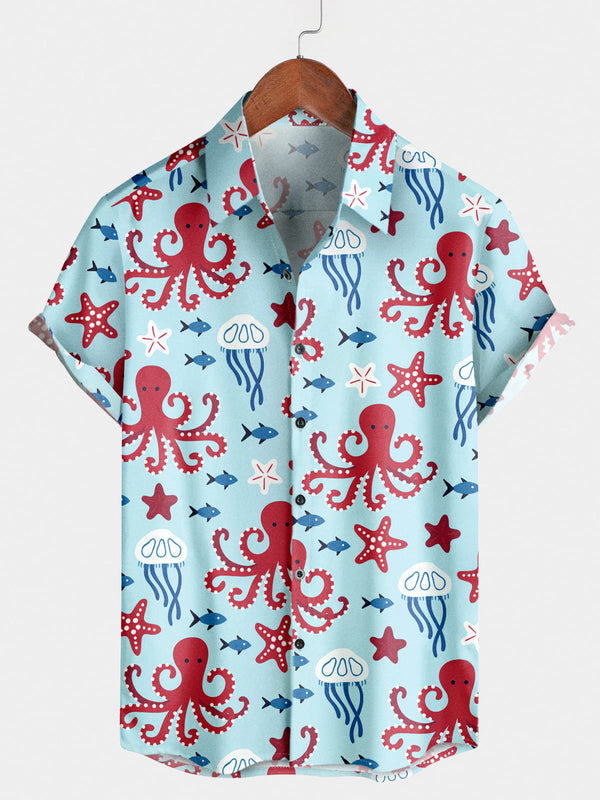 Men's Octopus Print Short Sleeve Shirt