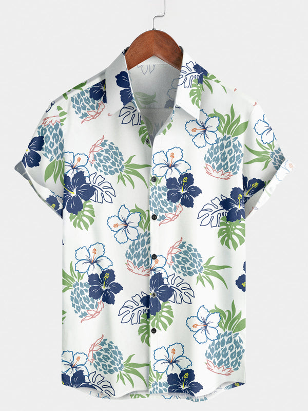 Chemise à manches courtes à imprimé floral pour hommes