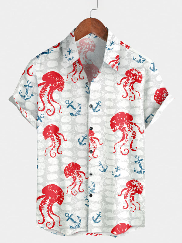 Men's Octopus Print Short Sleeve Shirt