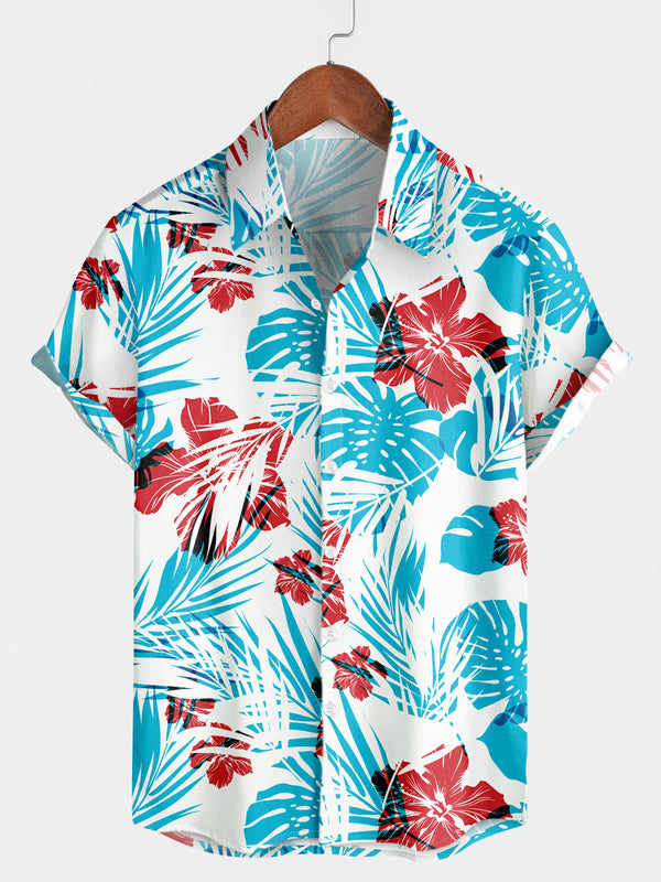 Chemise à manches courtes à imprimé floral pour hommes