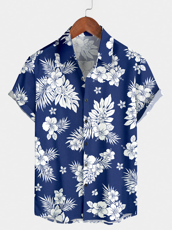 Chemise à manches courtes à imprimé floral pour hommes