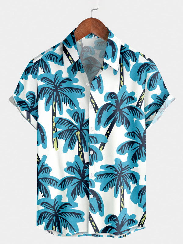 Men's Coconut Tree Print Short Sleeve Shirt