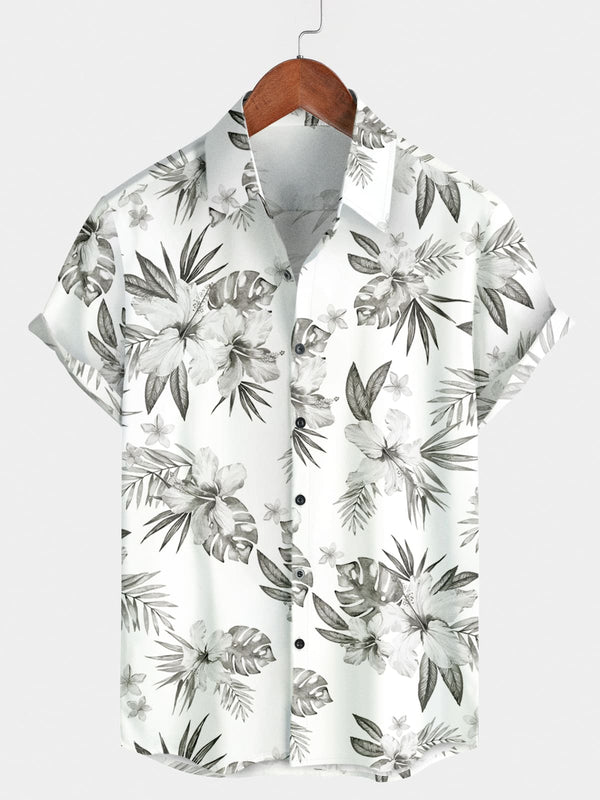 Chemise à manches courtes à imprimé floral pour hommes