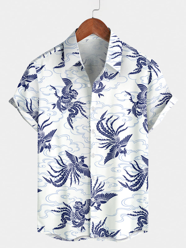 Chemise à manches courtes à imprimé Phoenix pour hommes