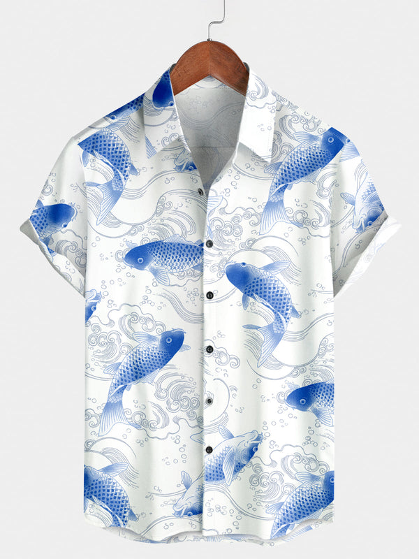 Men's Fish Print Short Sleeve Shirt