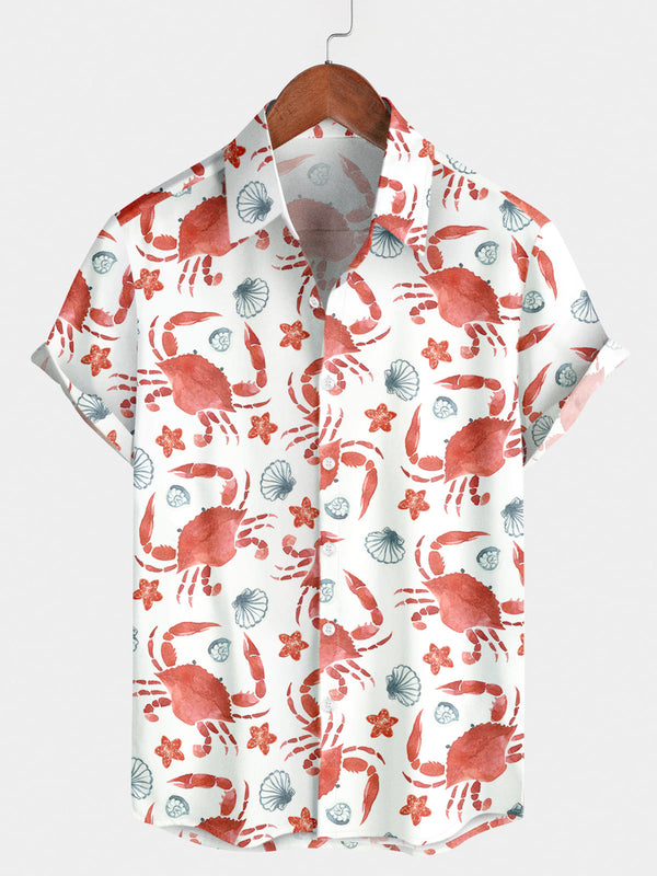 Men's Crab Print Short Sleeve Shirt