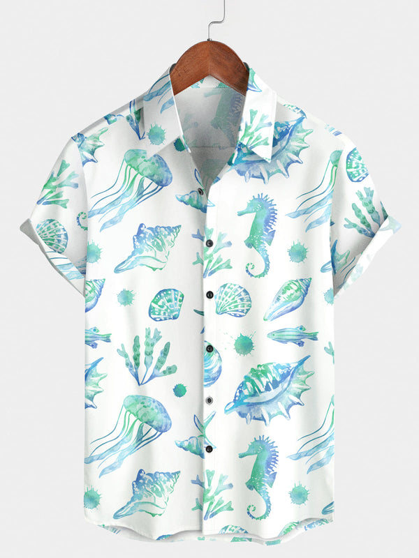 Men's Conch Print Short Sleeve Shirt