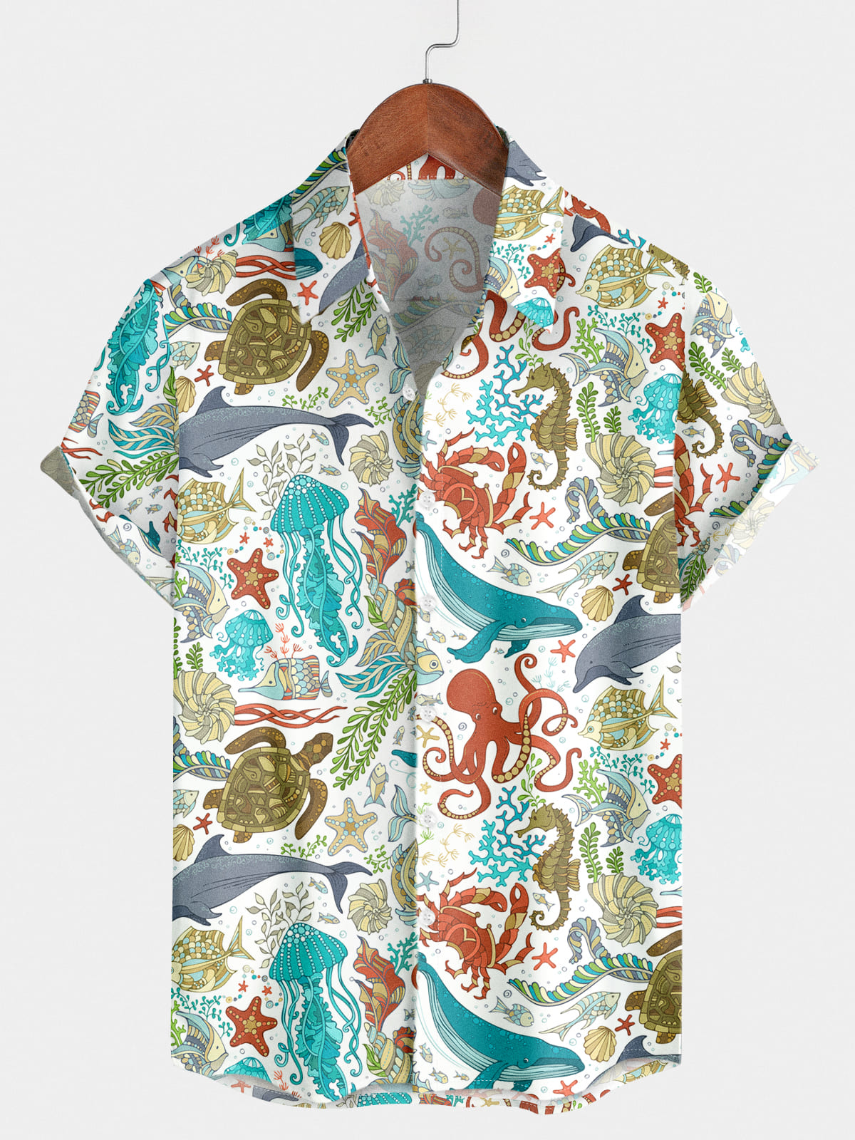 Men's Whale Print Short Sleeve Shirt