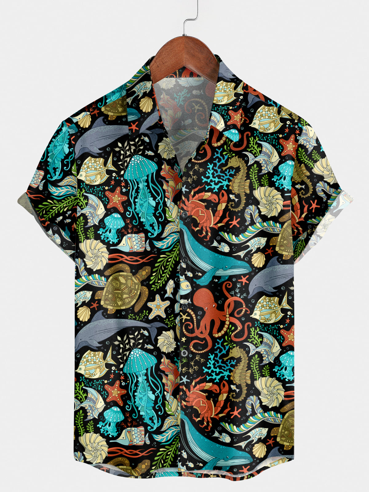 Men's Whale Print Short Sleeve Shirt