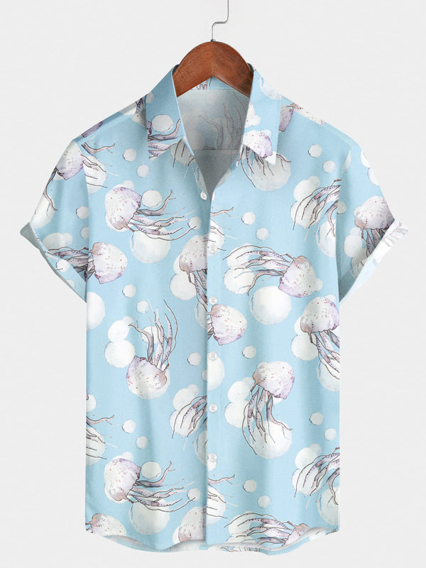 Men's Jellyfish Print Short Sleeve Shirt