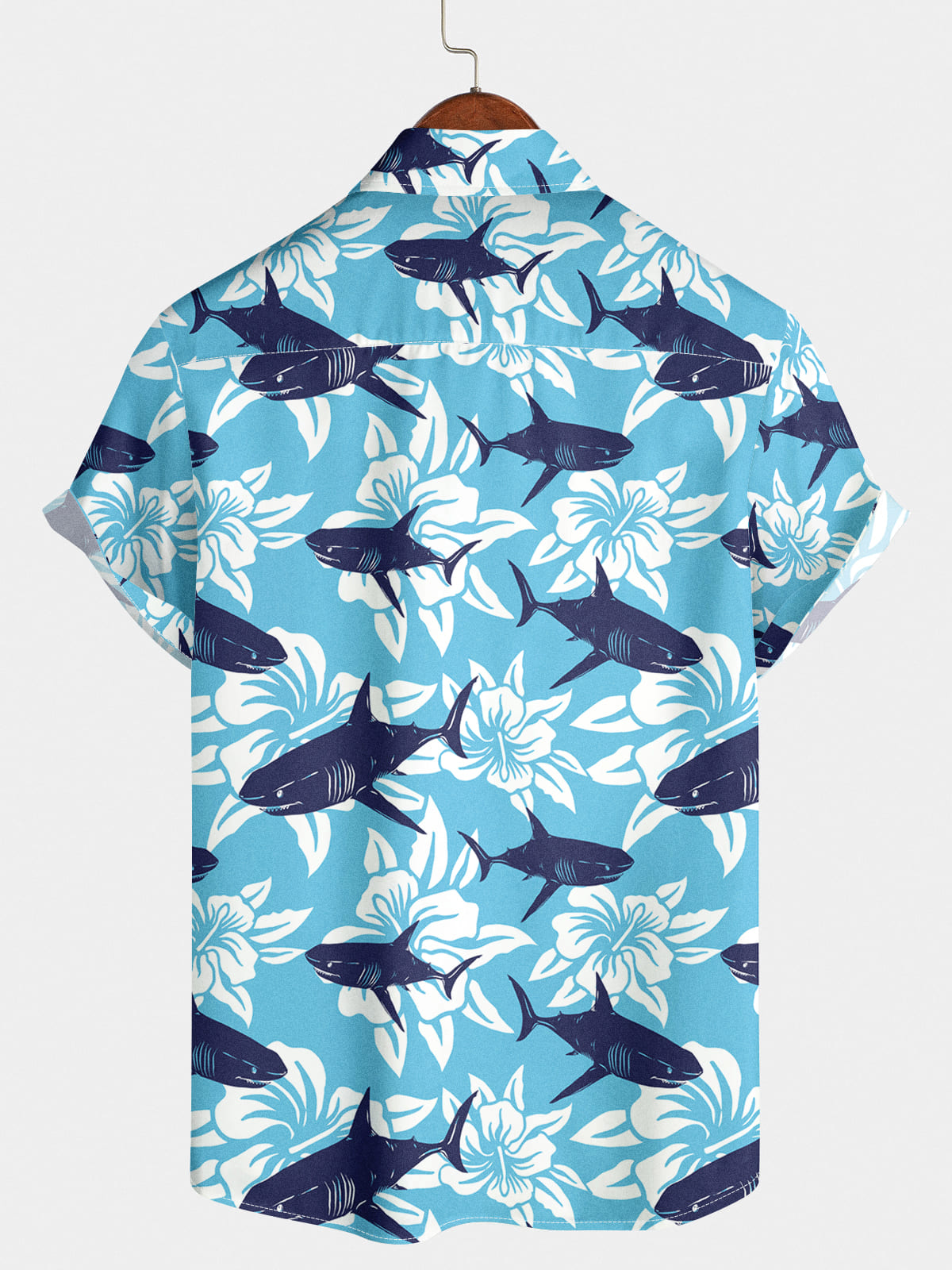 Chemise à manches courtes à imprimé requin pour hommes