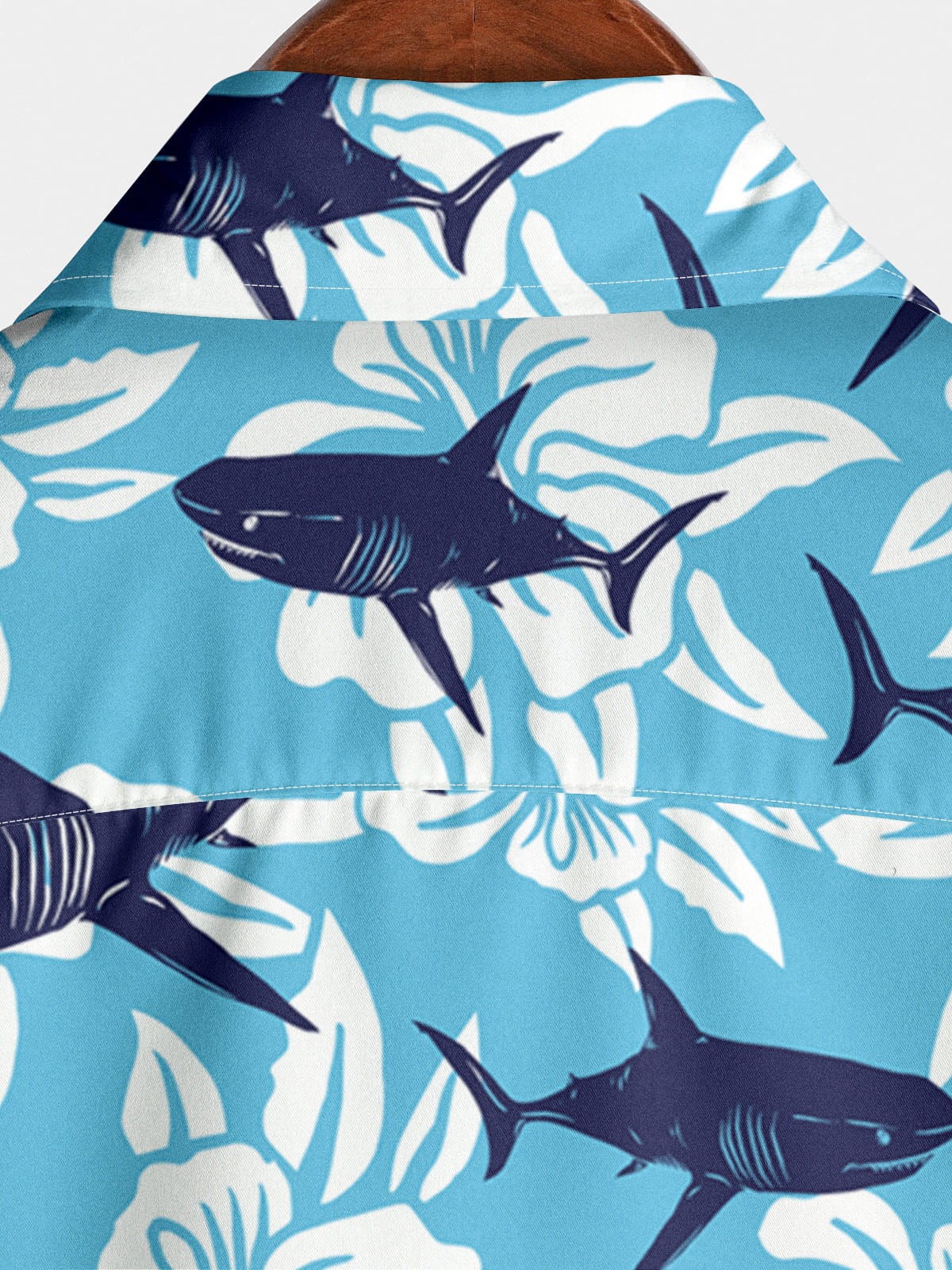 Chemise à manches courtes à imprimé requin pour hommes