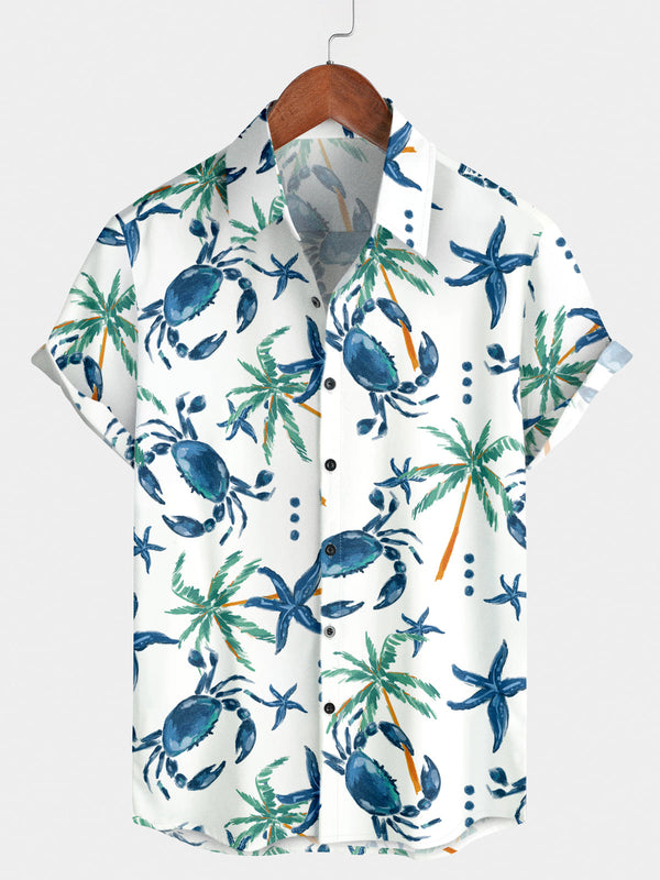 Men's Crab Print Short Sleeve Shirt