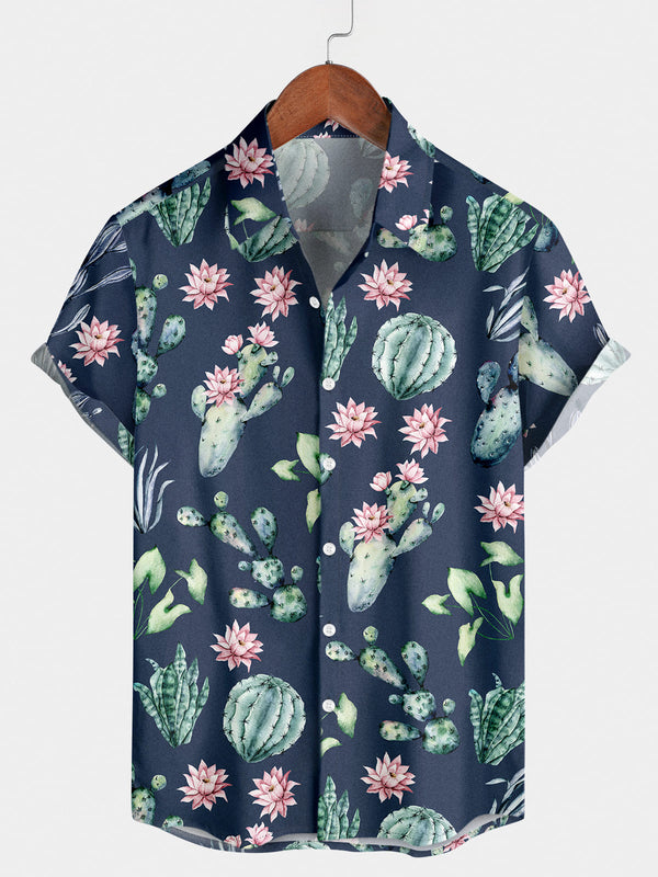 Men's Cactus Print Short Sleeve Shirt