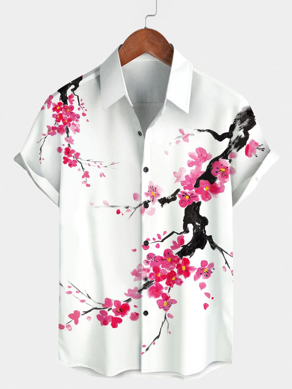 Men's Floral Branch Short Sleeve Shirt