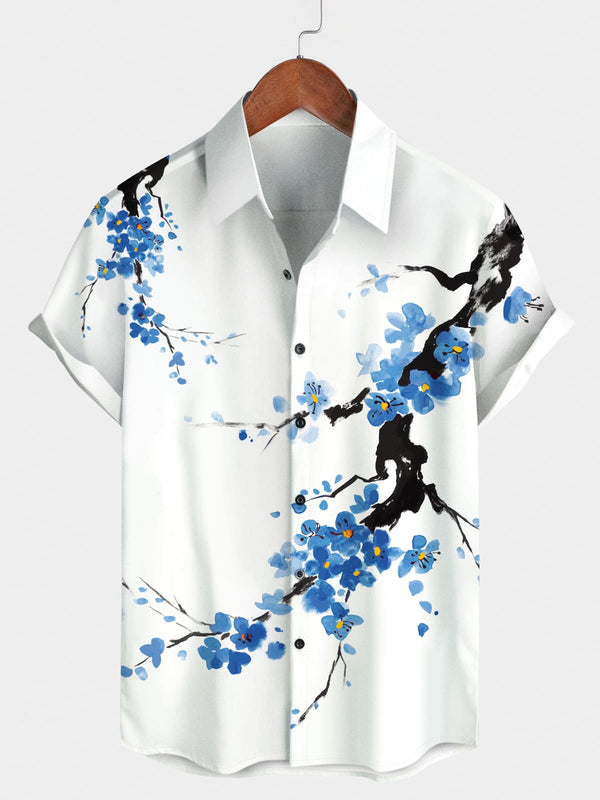 Men's Floral Branch Short Sleeve Shirt