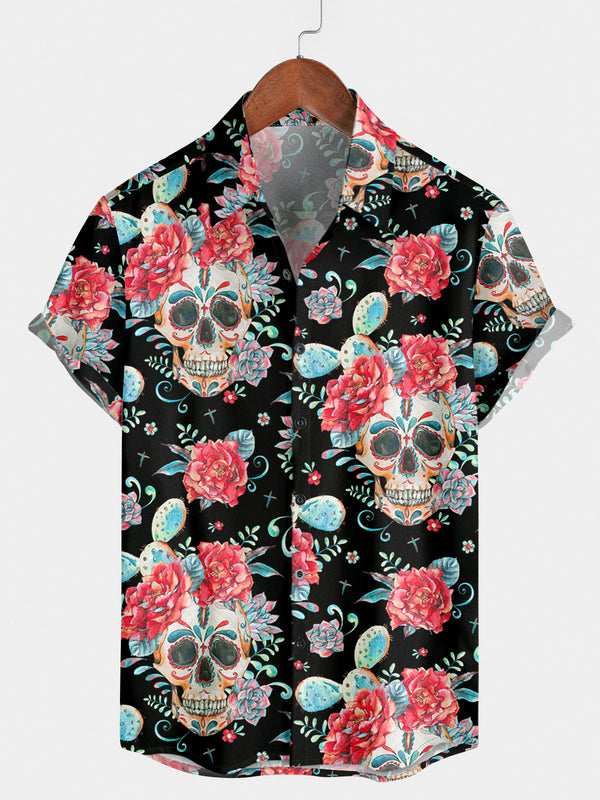 Camicia da uomo a maniche corte Skull Cactus