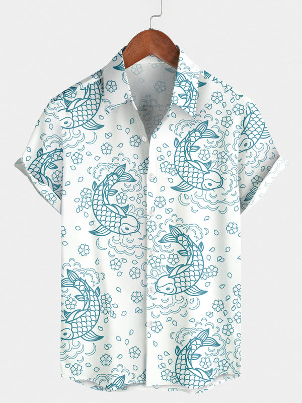 Men's Fish Hawaiian Short Sleeve Shirt