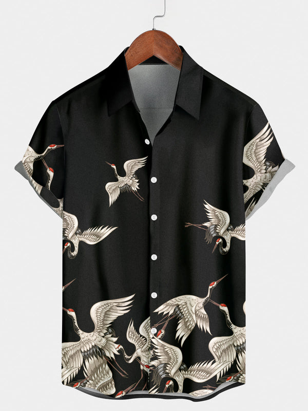 Men's Crane Print Short Sleeve Shirt