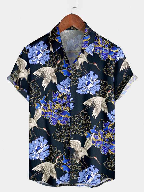 Men's Crane Floral Short Sleeve Shirt