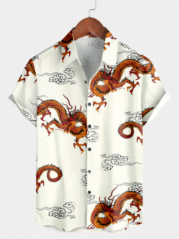 Men's Dragon Casual Short Sleeve Shirt